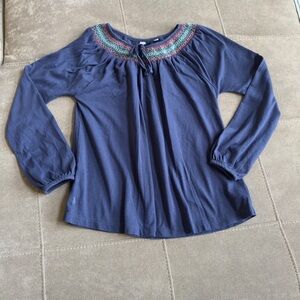 Ralph Lauren Navy Top with Multicolor Embroidery